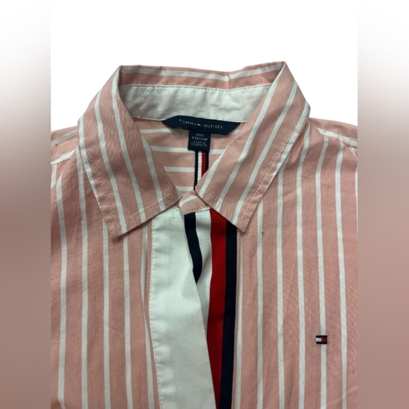 Tommy Hilfiger Pullover Light Pink and White Vertical Striped Size XXS - Picture 7 of 9